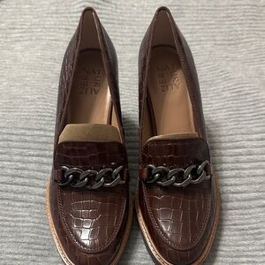 Naturalizer Dark Brown Croc-Embossed Chain Loafers